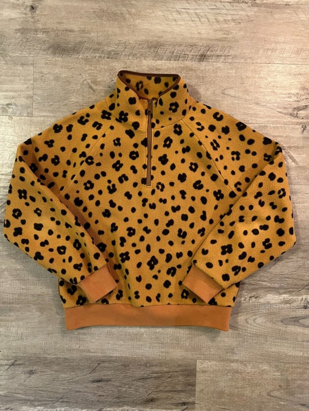 Madewell MWL Betterfleece Half-Zip Sweatshirt Womens Size Small Cheetah Pullover